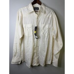 Wrangler Ivory Long Sleeve Pearl Snap Western Cowboy Shirt XL